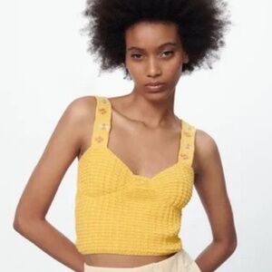 NWT ZARA FLORAL EMBROIDERED SWEATER CAMI TOP S